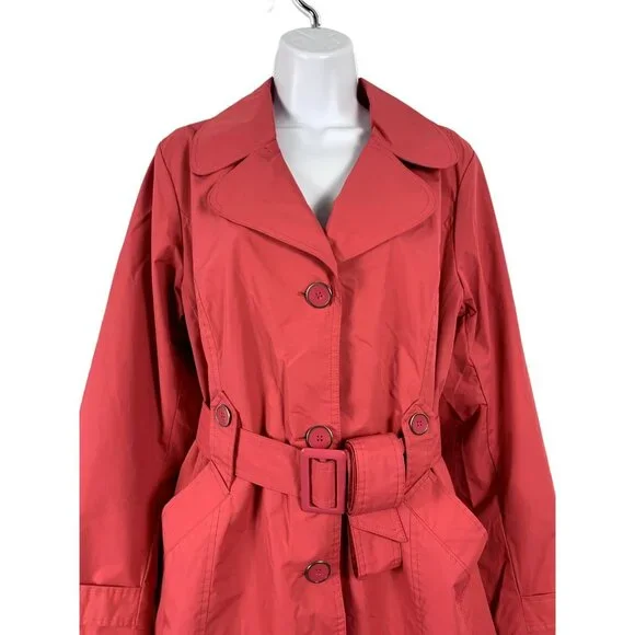 cg.l.cg Womens Pink Belted Trench Coat Style Size Large - Picture 2 of 14